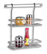 Suporte Retangular Duplo Cromado Top Pratic para Temperos e Condimentos