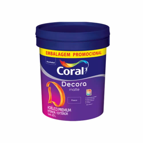 Tinta Acrílica Premium Fosca Coral Decora Matte Branca 20l