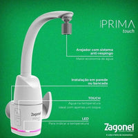 Torneira Eletrônica Zagonel Prima Touch 220V 5500W Branca