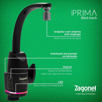 Torneira Prima Eletrônica 220V 5500W Black Touch Zagonel