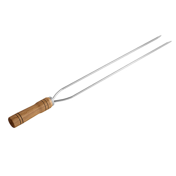 Espeto Duplo Cromado 70cm Cabo Madeira Mk Steel