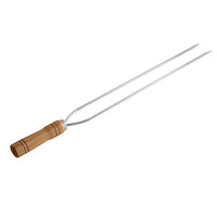 Espeto Duplo Cromado 70cm Cabo Madeira Mk Steel