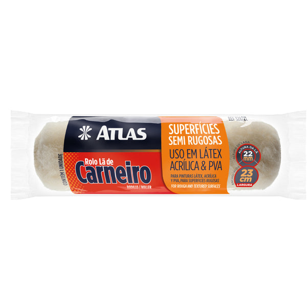 Rolo De Lã De Carneiro 23cm Atlas Para Superfícies Semi Rugosas