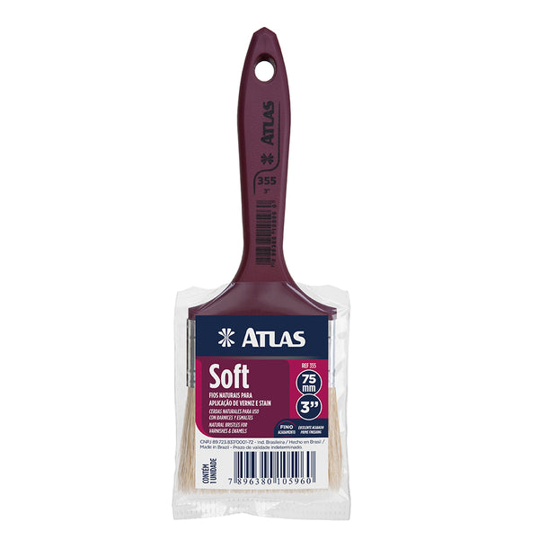 Pincel Trincha Atlas Soft 355 3 Polegadas 75mm Para Verniz E Stain