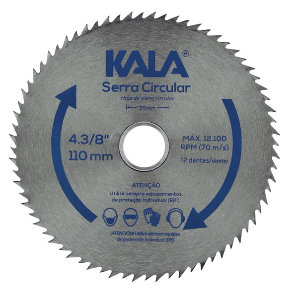 Disco De Serra Circular Kala Para Madeira 110x20mm 72 Dentes