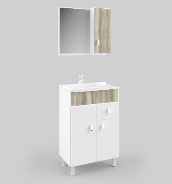 Conjunto Banheiro Tuon 55 Branco / Barrique - Móveis São João