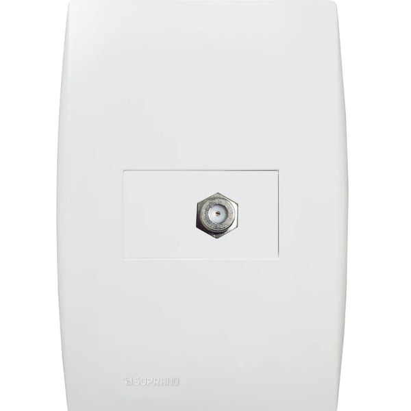 Conjunto 1 Tomada Cabo Coaxial 4x2 Branco Ilus Soprano