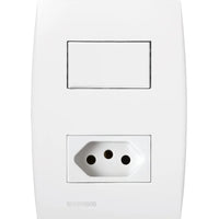 Conjunto Interruptor Simples E Tomada 20a Soprano Ilus Branco 4x2