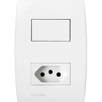 Conjunto Interruptor Simples E Tomada 20a Soprano Ilus Branco 4x2
