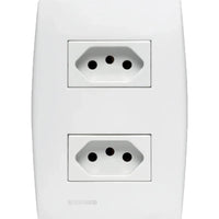 Conjunto 2 Tomadas 2 Pinos 10a 250v 4x2 Branco Ilus Soprano