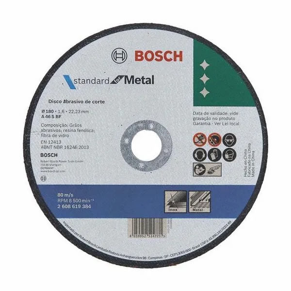 Disco De Corte Bosch Standard Para Metal 180x1.6mm