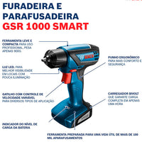 Parafusadeira E Furadeira Bosch Gsr 1000 Smart 12V Bivolt