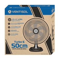 Ventilador De Mesa Ventisol Turbo 50cm 6 Pás 220v Preto E Cinza