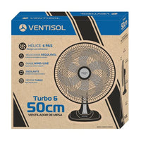 Ventilador De Mesa Ventisol Turbo 50cm 6 Pás 220v Preto E Cinza