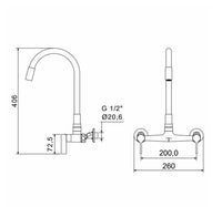 Misturador De Parede Para Cozinha Meber Atria 3003 C36 Cromado