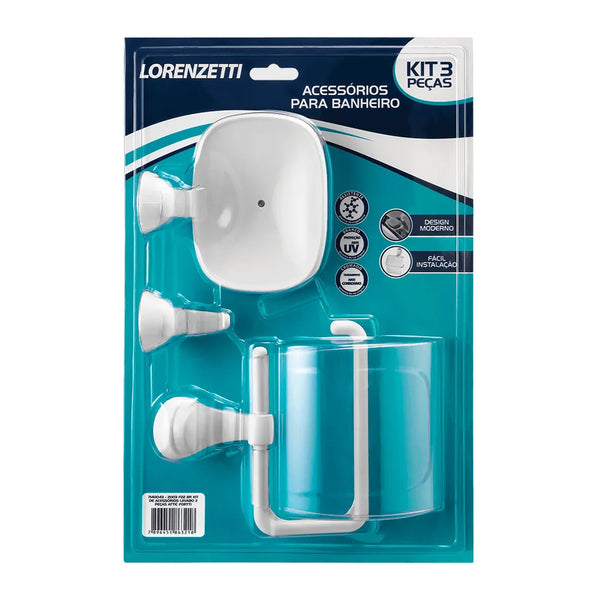 Banheiro Kit de Acessórios 3 un Attic 2003 F22 Branco Lorenzetti