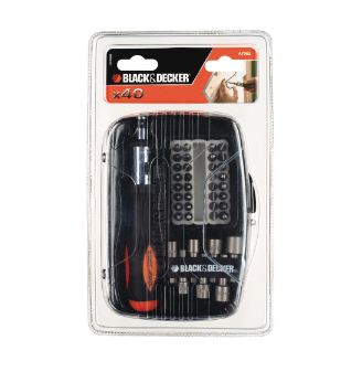 CONJUNTO PARA PARAFUSAR BLACK E DECKER 40 PEÇAS COM CH. CATRACA