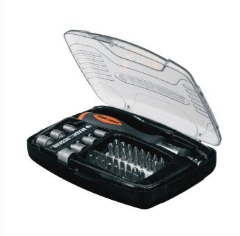 CONJUNTO PARA PARAFUSAR BLACK E DECKER 40 PEÇAS COM CH. CATRACA