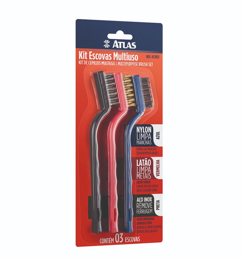 Kit Escovas Multiuso 3 Peças Atlas