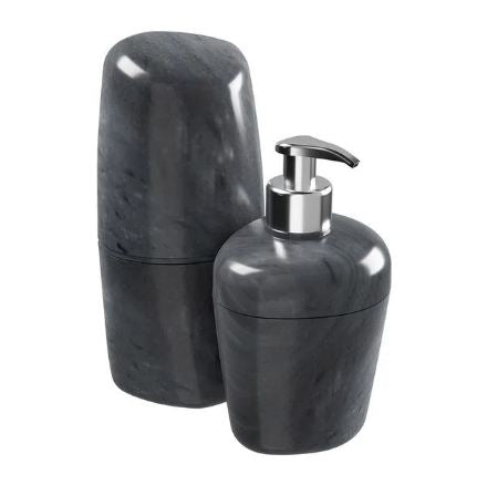 Porta Escova e Sabonete 2 un Cinza Marmorizado Kit Astra