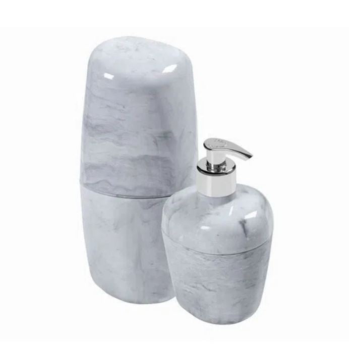 KIT ASTRA PORTA ESCOVA E SABONETE 2 PEÇAS BRANCO MARMORIZADO