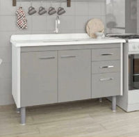 Balcão De Cozinha Rorato Valenza 2 Portas 3 Gavetas 116cm Gianduia