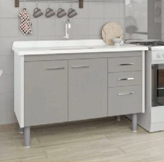 Balcão De Cozinha Rorato Valenza 2 Portas 3 Gavetas 116cm Gianduia