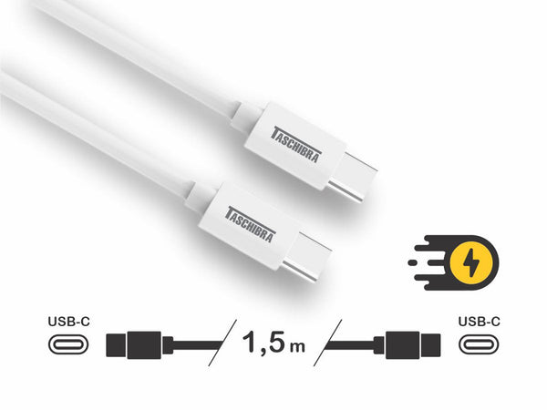 Cabo Turbo Taschibra USB-C Para USB-C 3A 1.5m Branco