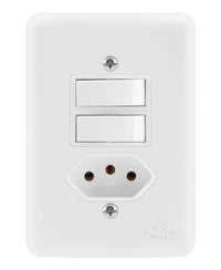 Interruptor 2 Simples Tomada 2PT 20A Branco Conjunto P Lux