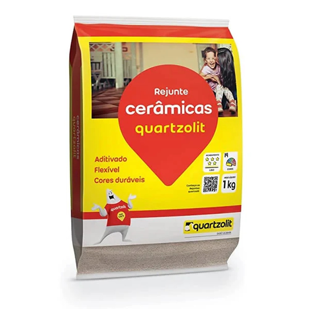 Rejunte flexível Quartzolit 1kg cor cortiça para pisos e paredes