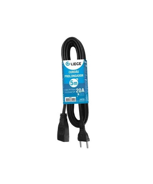 CORDAO PROLONGADOR PP 2X250 5M 20A PR  LIEGE