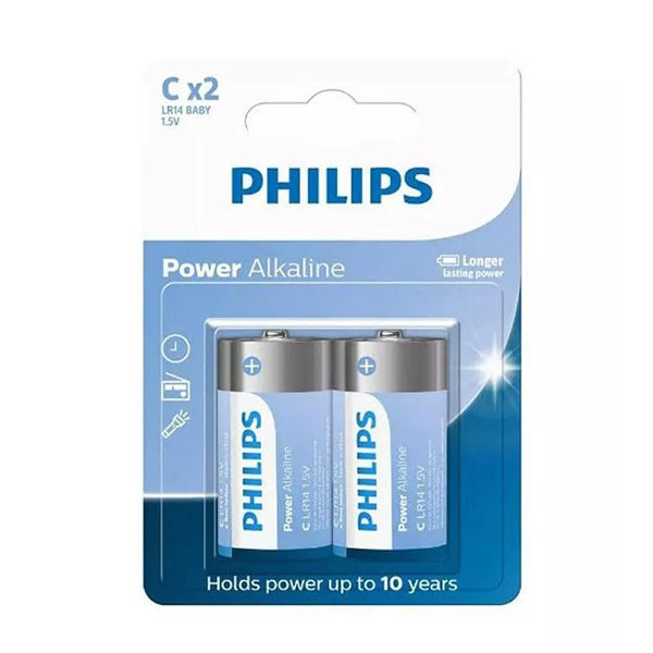 Pilha Philips Alcalina C LR14 Com 2 Unidades