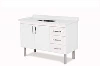 Balcão Para Pia Tóquio 116cm 2 Portas 3 Gavetas Branco A.J.Rorato