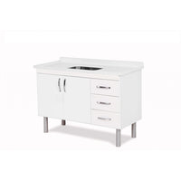 Balcão Para Pia Tóquio 116cm 2 Portas 3 Gavetas Branco A.J.Rorato