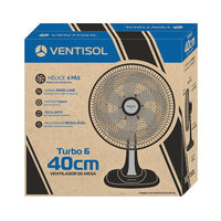 Ventilador De Mesa Ventisol Turbo 6 Pás 40cm 127v Preto E Cinza