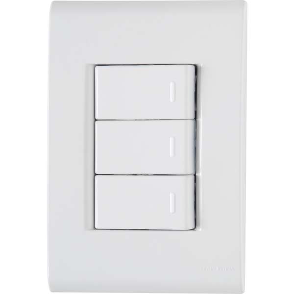 Conjunto 3 Interruptores Simples Tramontina Liz 10A 250V