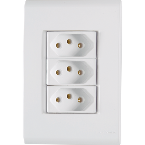 Conjunto 3 Tomadas 2p+t 10a 250v Liz Tramontina Branco