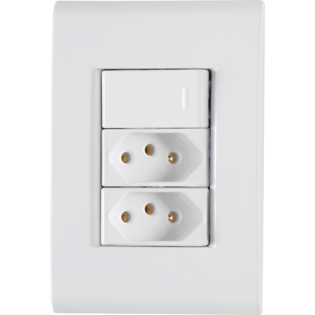 Conjunto 1 Interruptor Simples E 2 Tomadas 10a Tramontina Liz