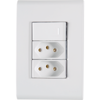 Conjunto 1 Interruptor Simples E 2 Tomadas 10a Tramontina Liz