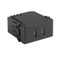 Tomada Dupla Usb-C 2A Bivolt Linha Liz Tramontina Cinza Escuro