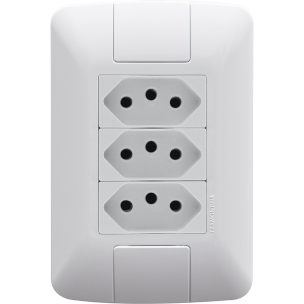 Conjunto 3 Tomadas 2 Polos 10a 250v Tramontina Aria Branco