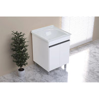 Armário Para Lavanderia Amélia 60cm Com Tanque Rorato Branco