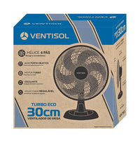 Ventilador de Mesa Ventisol Turbo Eco 30cm com 6 Pás Preto 220V