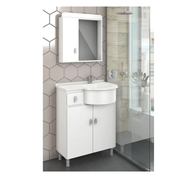 Balcão Para Pia Curvo 65cm Espelhado Branco Marcenaria São João