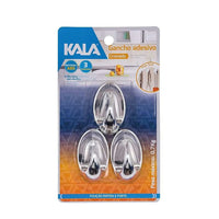 Kit 3 Ganchos Adesivos Cromados Kala 7kg ABS