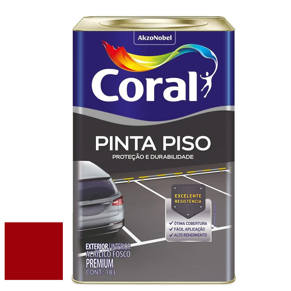 Tinta Para Piso Coral Premium Vermelho Segurança 18 Litros