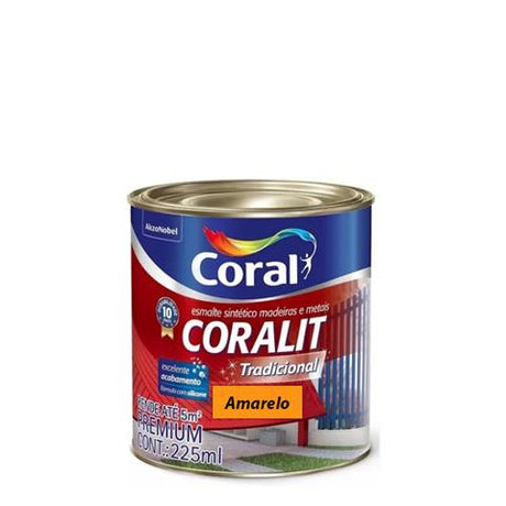 Esmalte Coralit Ultra Res Amarelo 225ml para Madeira e Metal