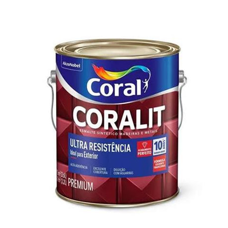Esmalte Sintético Coralit Ultra Resistência Acetinado Branco 3,6L - Durabilidade 10 Anos