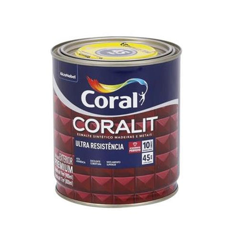 Tinta Esmalte Sintético Coralit Ultra Resistência Acetinado Branco 900ml - 10 Anos