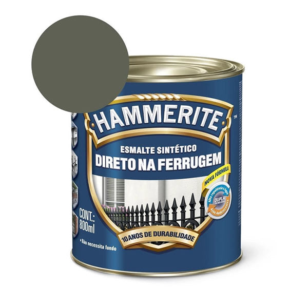Esmalte Sintético Hammerite 800ml Cinza Brilhante Direto Na Ferrugem